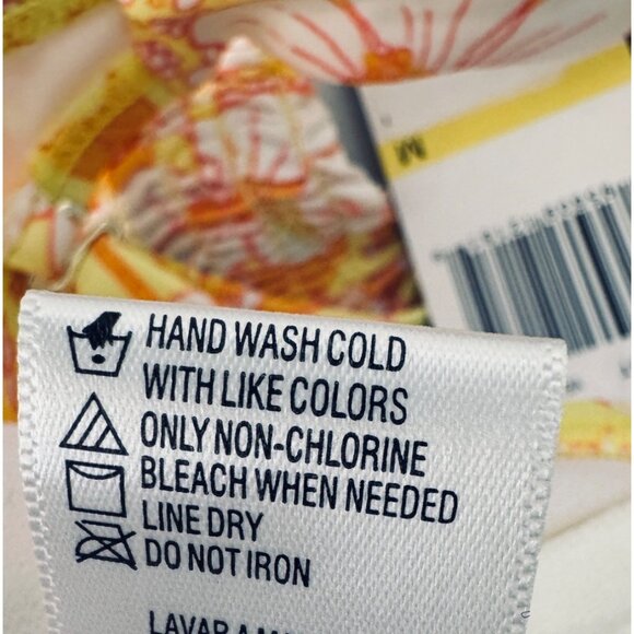 NWT California Waves Medium Smocked Floral Bikini Top Swim Yellow/White/Orange - Picture 7 of 11